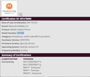 Two new Moto phones receives WiFi Certificate, could be Moto C